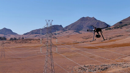 Drone inspecting power lines
