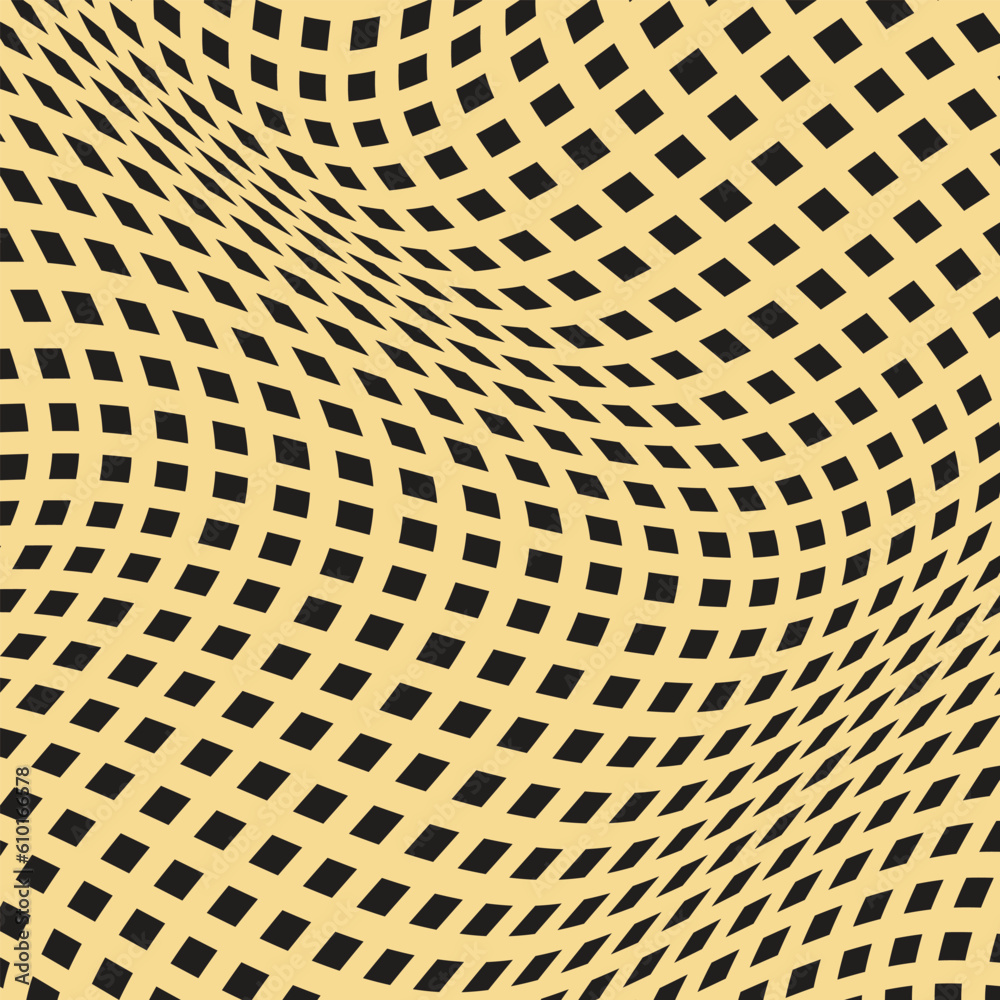 Poster abstract black square dot wave pattern illustration.