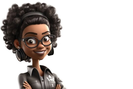 Black Female Stylist White Background Isolated Very Happy With Copy Space Generative AI