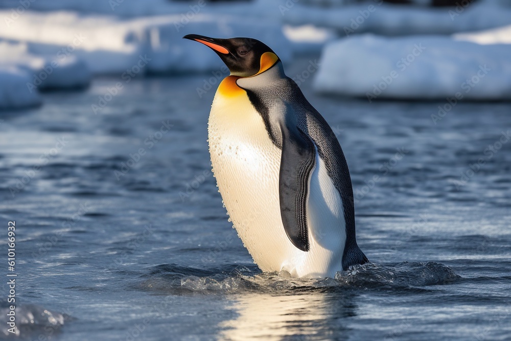 Poster the penguins are standing. generative ai.