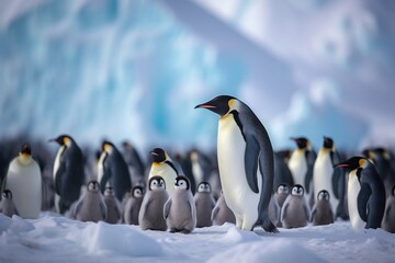 The penguins are standing. Generative AI.