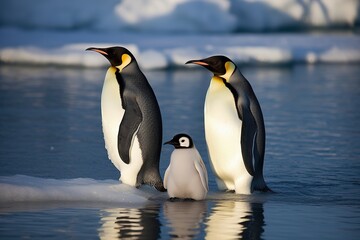 Fototapeta na wymiar The penguins are standing. Generative AI.