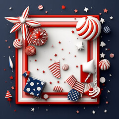 American Independence Day in Cute Illustration AI Generated