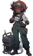 Black Female Welder White Background Isolated Extremely Gorgeous With Copyspace Generative AI