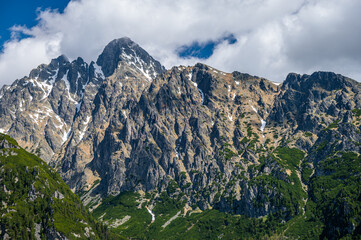 Naklejka na ściany i meble The Mount Lomnica. Spring landscape of the Tatra Mountains, Slovakia