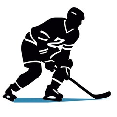 Silhouette of a hockey player skating. Generative AI.