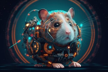 A cybernetic hamster. Generative AI.