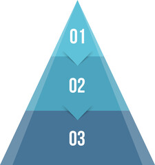 Pyramid with three elements and place for your text, infographic template