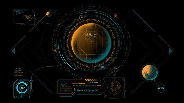 Infographics of exploration of distant space worlds.