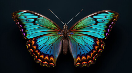 Obraz na płótnie Canvas Butterfly closeup with dark background generative ai