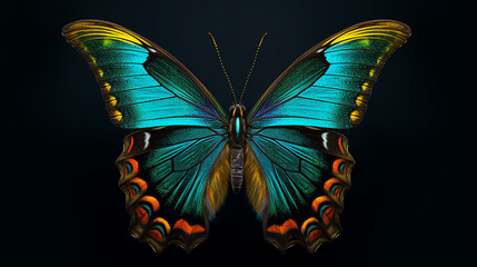 Fototapeta na wymiar Butterfly closeup with dark background generative ai