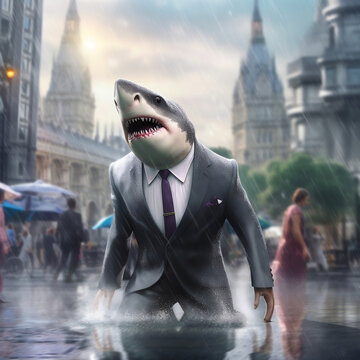 businessman shark in the ccity
