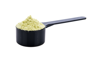 whey protein in scoop on transparent png