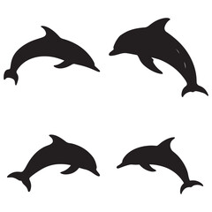 A silhouette of a dolphin