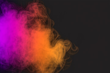 Obraz premium AI generated pink and orange colors multicolored smoke puff cloud design elements on a dark background.
