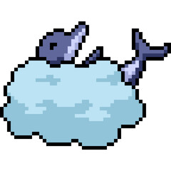 Obraz premium pixel art dolphin cloud swin