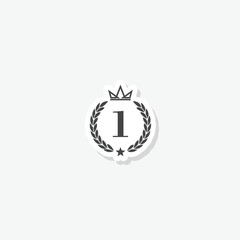 Crown Number One Laurel sticker icon