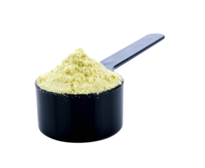 whey protein in scoop on transparent png