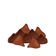 Dark Chocolate chips and white chocolate chips draw and paint for decoration no background 