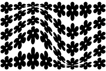 vector y2k aesthetic flower waves. twisted distorted