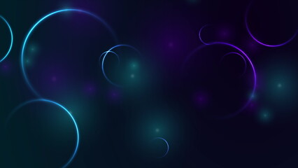 Blue ultraviolet neon glowing rings abstract tech background