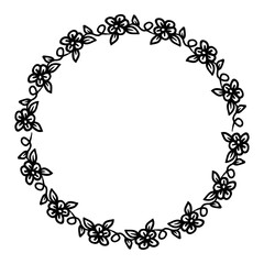 hand drawn flower circle frame