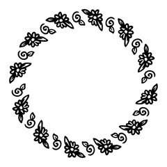 hand drawn flower circle frame
