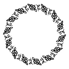 hand drawn flower circle frame