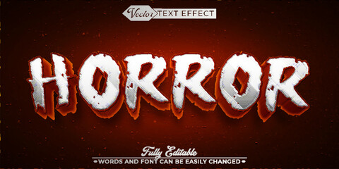 Silver and Red Horror Vector Editable Text Effect Template