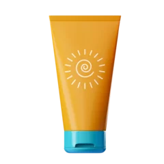 Poster Icon of sunscreen cream, after sun lotion in bottle symbol. Moisturizing and protection for the skin from solar ultraviolet light. 3D rendered illustration isolated on transparent background © Nadezhda