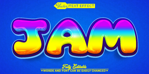 Cartoon Colorful Jam Vector Editable Text Effect Template