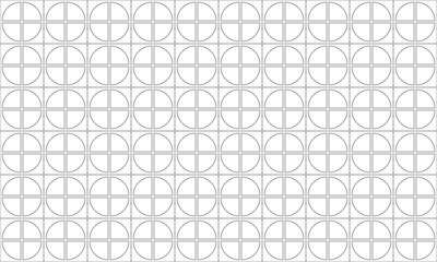 Gray quarters of circle on grid seamless pattern. Vector Repeating Background.