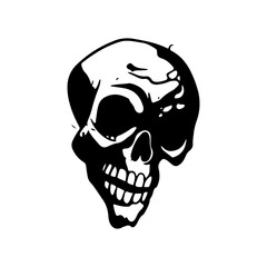 human skull horror scary creepy hand drawn line art vector illustration
