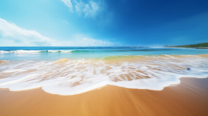Fototapeta na wymiar sea wave in beach with blue sky ai generative