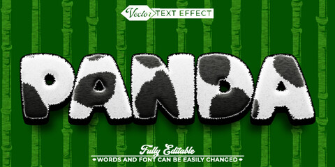 Black And White Cute Furry Panda Vector Editable Text Effect Template © Anka Design