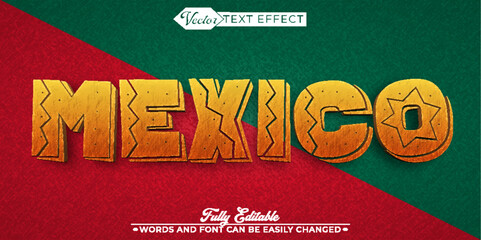 Wooden Mexico Vector Editable Text Effect Template