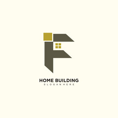 Home building logo design with letter F concept 