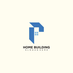 Home building logo design for real estate with letter P concept