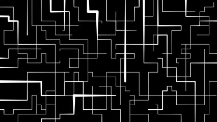 Monochrome industrial wallpaper, contemporary art, crossing lines, white lines on the black background, accent, tubes, industrial theme, change direction, geometrical, technical, crossing pipes