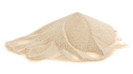 Fototapeta na wymiar Pile of desert sand isolated on a white background. Sand dunes.