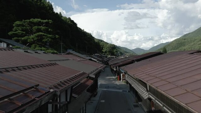 rising shot of a traditional Japanese  houses