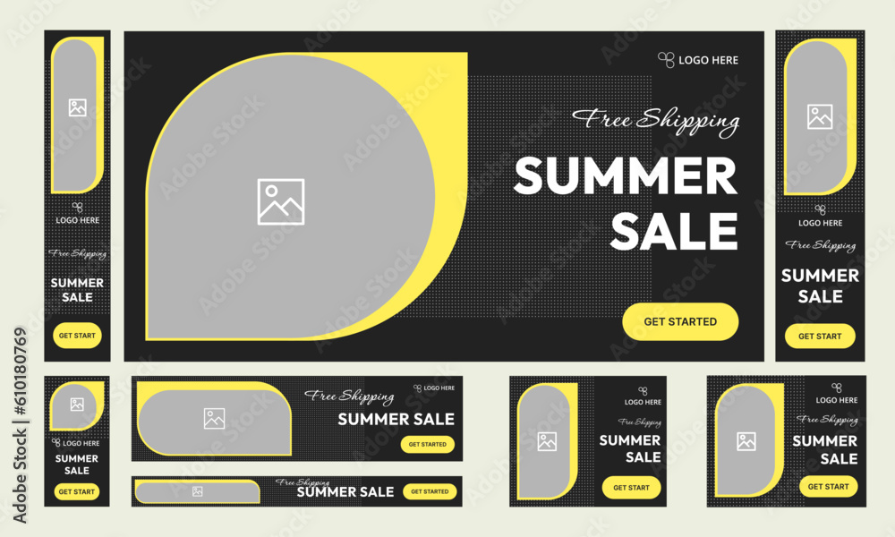 Wall mural set of summer sale offer web banner template design for social media posts, multipurpose web banner 