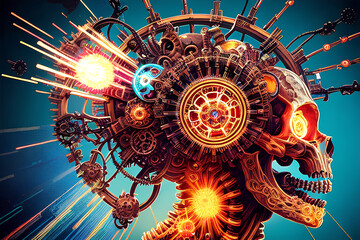 Fototapeta premium Machinery of Creativity: Exploring the Colorful Mind of Artificial Intelligence