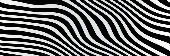 3d rendering illustration of stripes,wave,asymmetrical,abstract background black and white, zebra pattern for fabric,website banner.	
