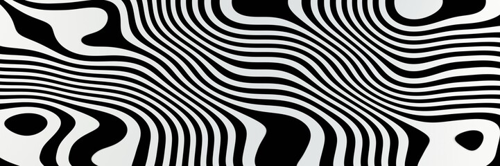 3d rendering illustration of stripes,wave,asymmetrical,abstract background black and white, zebra pattern for fabric,website banner.	
