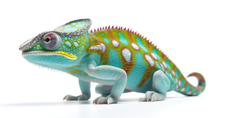 Obraz premium Chameleon on white background. Chamaeleo calyptratus. Generative AI