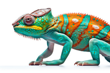 Obraz premium Chameleon on white background. Chamaeleo calyptratus. Generative AI