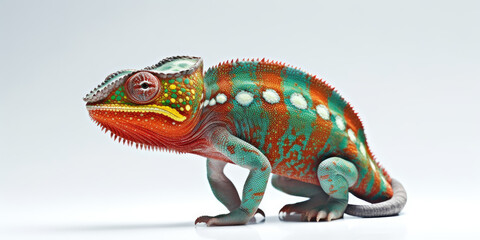 Chameleon on white background. Chamaeleo calyptratus. Generative AI