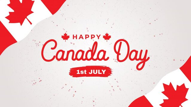 Happy Canada Day Animation with Fireworks. Happy Canada Day text animation with canada flag. Great for Celebrations, Ceremonies, Festivals, greetings, and banners. Happy canada day 1st july
