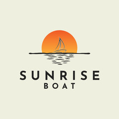 Sunrise boat logo design idea concept